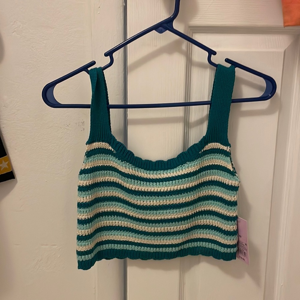 wild fable blue toned crochet crop top